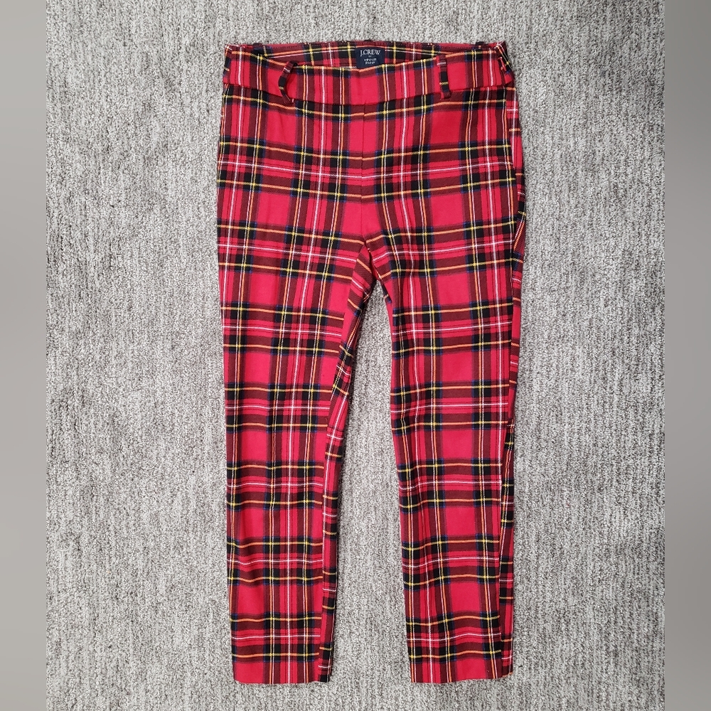 J. Crew Size 2 Petite Winnie Pant Red Plaid Cropped Skinny Pant